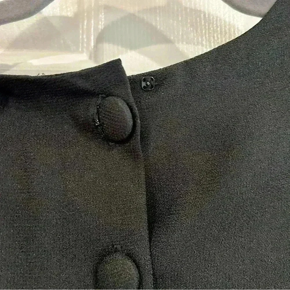 VTG Carroll Reed Short Sleeve Black Button Lined Retro Dress Women 10